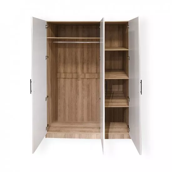 تفاصيل دولاب ملابس خشبي مع أرفف وعلاقة